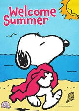 Peanuts Double - Sided Linen Flag - Snoopy Welcome Summer - snoopn4pnuts.com