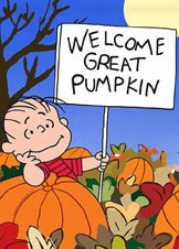 Peanuts Double - Sided Linen Flag - Linus Welcome Great Pumpkin - snoopn4pnuts.com