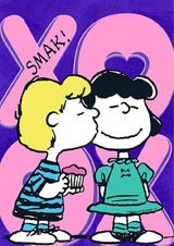 Peanuts Double - Sided Linen Flag - Schroeder Kisses Lucy XO - snoopn4pnuts.com
