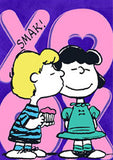 Peanuts Double-Sided Flag - Schroeder Kisses Lucy XO