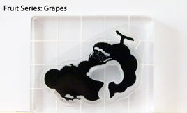 Peanuts Fruit Series Clear Vinyl Stamp On Thick Acrylic Block - Grapes/Snoopy Silhouette (Same Pliability As Rubber!)