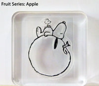 Peanuts Fruit Series Clear Vinyl Stamp On Thick Acrylic Block - Apple (Same Pliability As Rubber!)