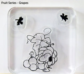 Peanuts Fruit Series 3-Piece Clear Vinyl Stamps On Thick Acrylic Block - Grapes (Same Pliability As Rubber!)