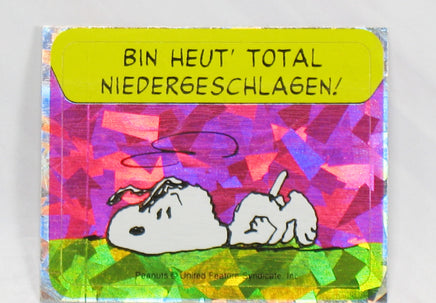 Snoopy DAZZLING Prismatic / Holographic German Sticker - Depressed Snoopy - snoopn4pnuts.com