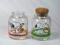 Snoopy Mini Glass Jar Set (1 Jar Missing Cork/Small Chip Out Of Other Cork)