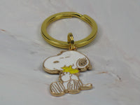Snoopy Hugs Woodstock Enamel Key Chain - snoopn4pnuts.com