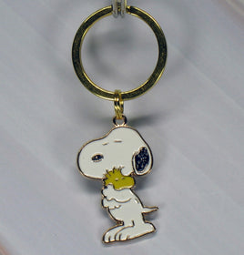 Snoopy Hugs Woodstock Gold - Tone Key Chain - snoopn4pnuts.com