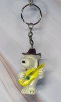 VINTAGE SNOOPY PLAYING GUITAR PVC Key Chain - snoopn4pnuts.com