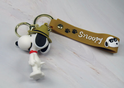 Peanuts PVC Double Ring Key Chain With Embossed Wrist Strap - Snoopy Beagle Scout - snoopn4pnuts.com