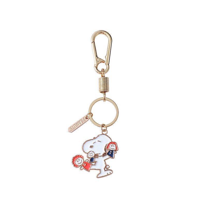 Snoopy 2-Pendant Metal and Enamel Key Chain With Caribiner Clip - Snoopy Puppeteer