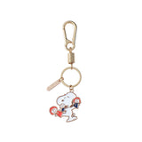 Snoopy 2-Pendant Metal and Enamel Key Chain With Caribiner Clip - Snoopy Puppeteer