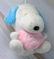 Snoopy Doll Plush Holding Heart-Shaped Pillow Key Chain - I Love You