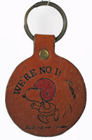 SNOOPY FOOTBALL PLAYER Leather Key Chain (New But Near Mint / Few Small Scuff Marks) - snoopn4pnuts.com