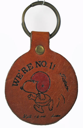 SNOOPY FOOTBALL PLAYER Leather Key Chain (New But Near Mint / Few Small Scuff Marks) - snoopn4pnuts.com