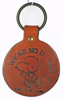 SNOOPY FOOTBALL PLAYER Leather Key Chain (New But Near Mint / Few Small Scuff Marks) - snoopn4pnuts.com
