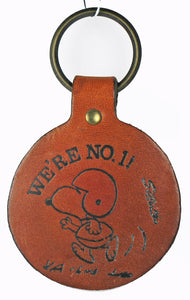 SNOOPY FOOTBALL PLAYER Leather Key Chain (New But Near Mint / Few Small Scuff Marks)