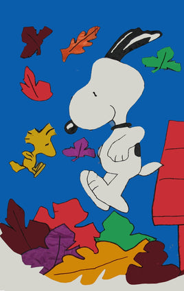 FALL LEAVES SNOOPY Sculpted Flag (Used But Near Mint/Hung Indoors) - snoopn4pnuts.com
