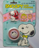 Snoopy and Friends Cosmetics - Lip Pot (Like Lip Stick) and Fashion Pin