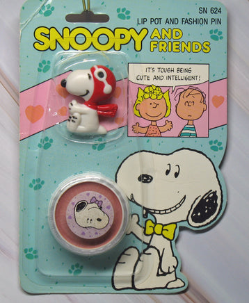 Snoopy and Friends Cosmetics - Lip Pot (Like Lip Stick) and Fashion Pin - snoopn4pnuts.com