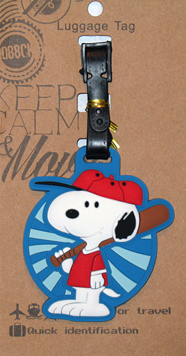 Peanuts PVC Luggage Tag With Raised Graphics - Snoopy Baseball - snoopn4pnuts.com