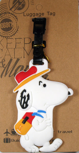 Peanuts PVC Luggage Tag With Raised Graphics - Snoopy With Backpack - snoopn4pnuts.com