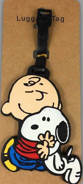 Peanuts PVC Luggage Tag With Raised Graphics - Charlie Brown and Snoopy (PLEASE NOTE: Missing Right Eye Inlay) - snoopn4pnuts.com