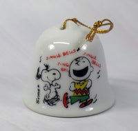 Peanuts Mini Porcelain Christmas Bell Ornament - Charlie Brown and Snoopy - snoopn4pnuts.com