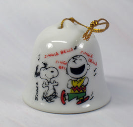 Peanuts Mini Porcelain Christmas Bell Ornament - Charlie Brown and Snoopy - snoopn4pnuts.com