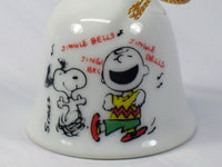 Peanuts Mini Porcelain Christmas Bell Ornament - Charlie Brown and Snoopy - snoopn4pnuts.com