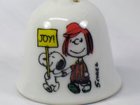 Peanuts Mini Porcelain Christmas Bell Ornament - Peppermint Patty and Snoopy - snoopn4pnuts.com