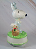 1985 Snoopy Easter Bunny Musical Figurine (Music Plays Slowly)
