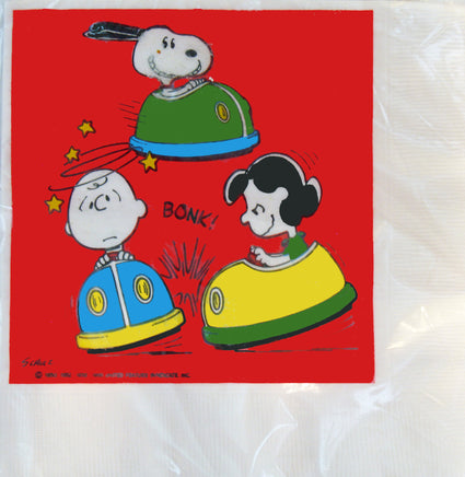 Peanuts Vintage Bumper Cars Dinner Napkins (Design On Both Sides: Front And Back) - Rare!