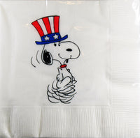 Patriotic 4TH OF JULY Snoopy Uncle Sam Luncheon / Dessert Napkins (20 Napkins) - RARE!