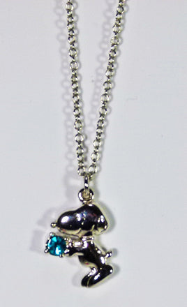 Snoopy Faux Topaz Birthstone Necklace - December