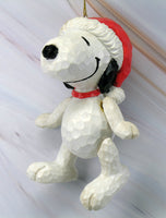 Snoopy "Dimpled" and Jointed Christmas Ornament / Hanging Figurine - RARE! (NEAR MINT) - snoopn4pnuts.com