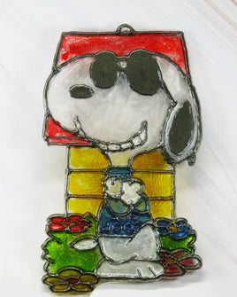 Joe Cool Snoopy Vintage Faux Stained Glass Window Decor (Suncatcher) - snoopn4pnuts.com