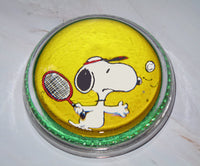 Snoopy Vintage Glass Paperweight - Tennis - snoopn4pnuts.com