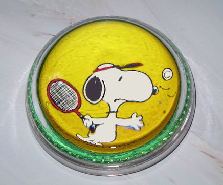 Snoopy Vintage Glass Paperweight - Tennis - snoopn4pnuts.com
