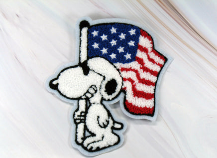 Patriotic Snoopy Joe Cool Large Furry Patch - snoopn4pnuts.com