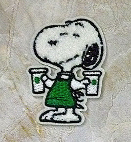 Snoopy Serving Coffee Patch (Face Has "Furry" Texture)
