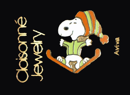 Snoopy Skier Cloisonne Pin - snoopn4pnuts.com