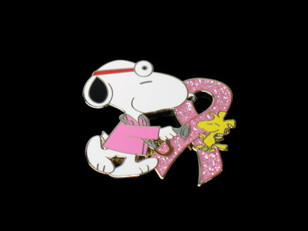 Dr. Snoopy Breast Cancer Awareness Pin - Pink Coat (Sparkling Ribbon!) - snoopn4pnuts.com