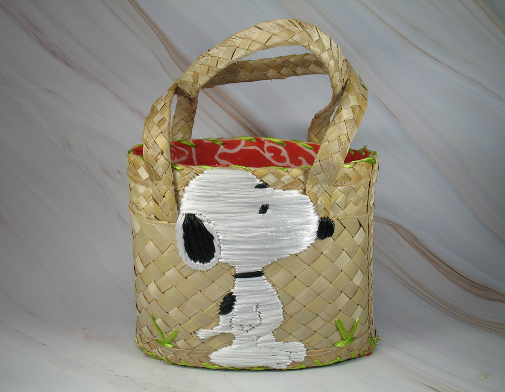 Snoopy Hand Woven Basket-Style Purse - Unique!