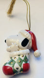 Lenox A Surprise Snoopy In Stocking Fine China Ornament With 24K Gold Accents - First In Series
