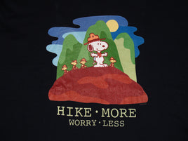 Snoopy Inspirational T-Shirt - Hike More, Worry Less (Navy) - snoopn4pnuts.com