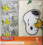 Peanuts Waterproof Shower Curtain and Decorative Metal Hooks (Hanger Rings) Set