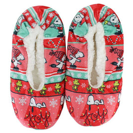 Snoopy Holiday Joy Plush Fuzzy Babba Slippers - snoopn4pnuts.com