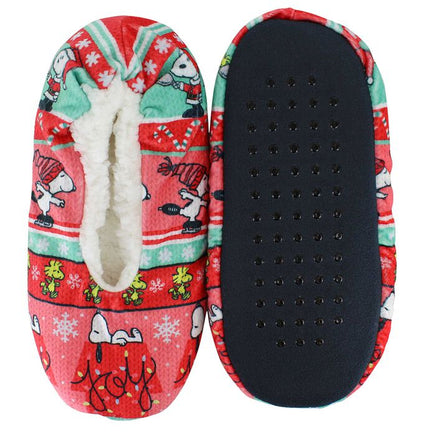 Snoopy Holiday Joy Plush Fuzzy Babba Slippers - snoopn4pnuts.com
