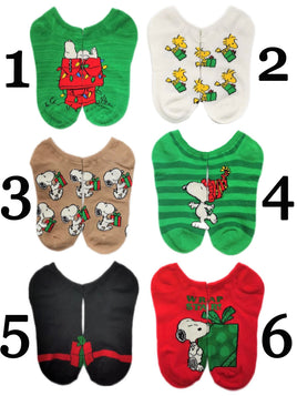 Snoopy Christmas Matching No Show Socks - snoopn4pnuts.com