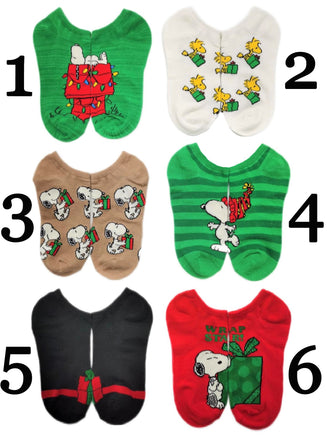 Snoopy Christmas Matching No Show Socks - snoopn4pnuts.com
